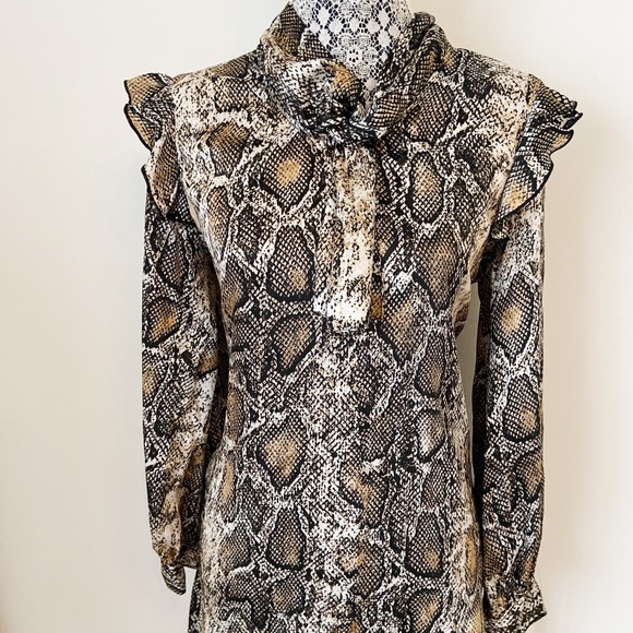 ZARA Snake Print Blouse, Size M - Picture 2 of 6